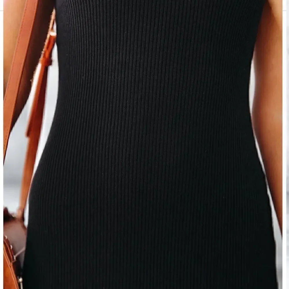 Vici Collection Cora ribbed classic black miso dress - size Small - NEW